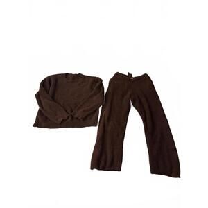 Forever 21 Cozy Brown Knit Sweater and Pants Set